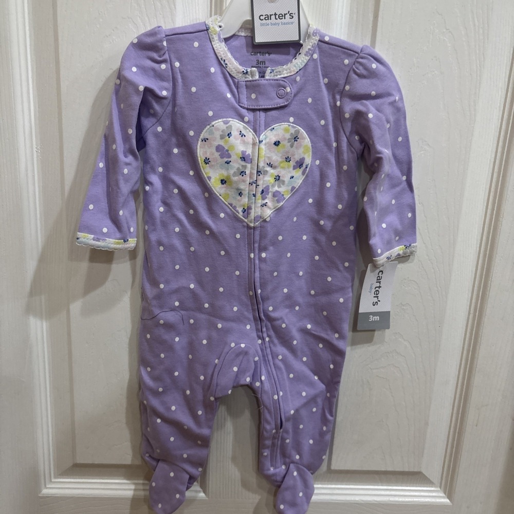 Carters Sleeper Size 3 Months (9-12.5lb) - NWOT With Matching Handmade Hat